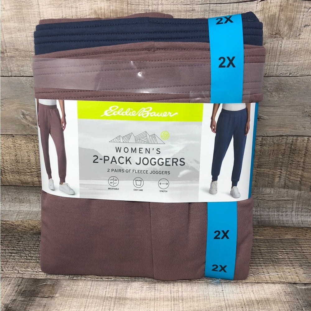 Eddie Bauer Women's 2-Pack Joggers in Mauve and Navy